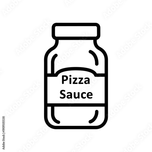 Simple Black and White Pizza Sauce Bottle Icon on White Background