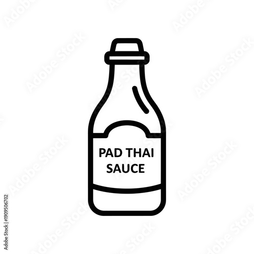 Pad Thai Sauce Bottle Illustration on White Background