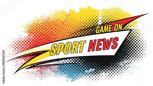 Vibrant Sport News Header with Dynamic Graphics and Text Overlay