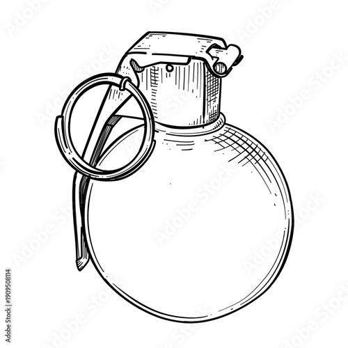 hand grenade vector line art hand drawn illustration