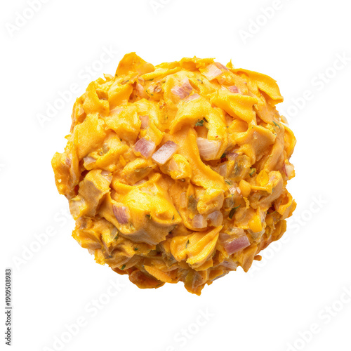 A close-up view of a vibrant chanterelle mushroom and onion salad, presenting a delicious culinary creation Isolated Transparent Background, PNG