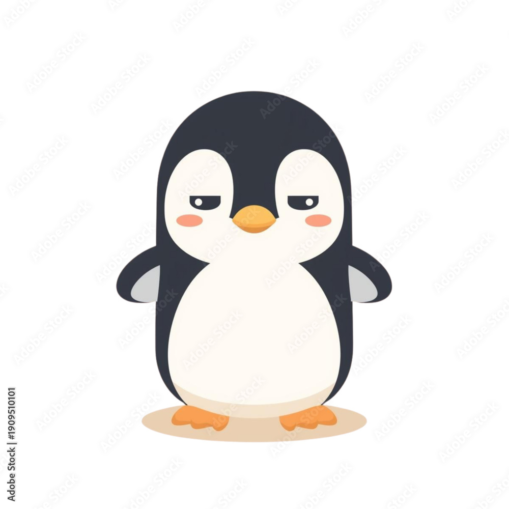 Obraz premium Cute Penguin Character Feeling Sleepy Flat Vector Illustration