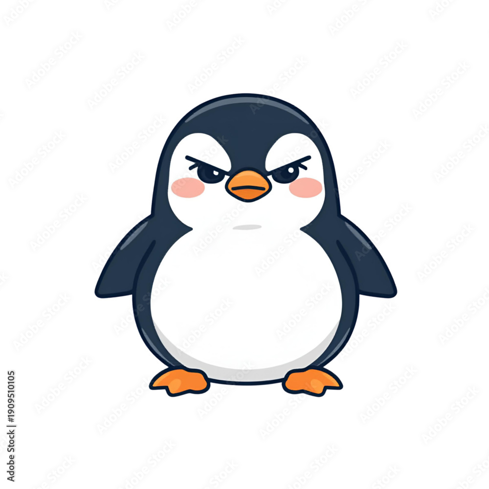 Fototapeta premium Cute Penguin Character Feeling Angry Flat Vector Illustration