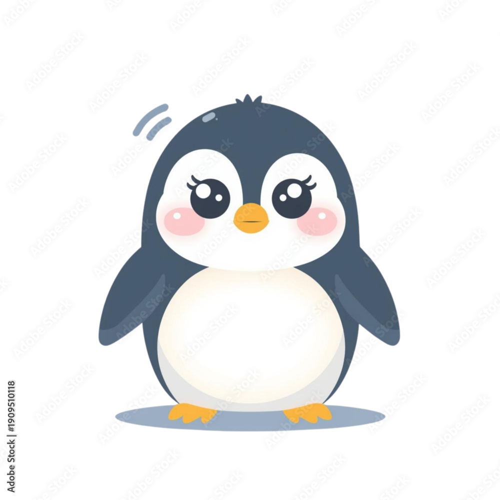 Obraz premium Cute Penguin Character Feeling Surprised Flat Vector Illustration