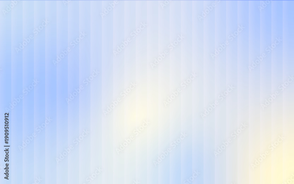 Fototapeta premium Holographic glass distortion in Light blue and pale yellow soft gradient. Blurred ripple stripes with glossy vertical gradient, vector illustration 
