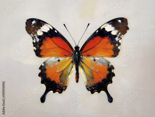 beautiful bright butterfly with outstretched wings, graphics .artificial intelligence generator, AI, neural network image. background for the design