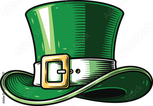 St patricks day leprechaun hat traditional green top hat with buckle and belt