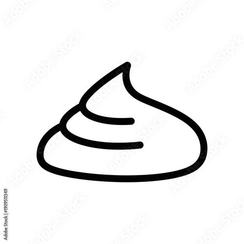 Simple Black and White Illustration of a Pile of Feces on White Background