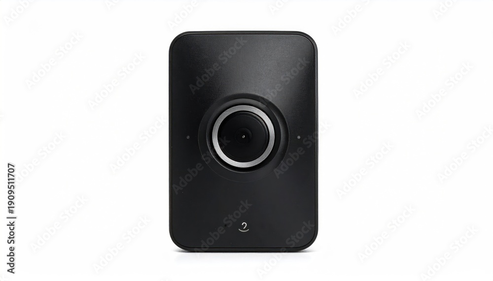 Fototapeta premium Black Smart Home Device with Central Control Button.