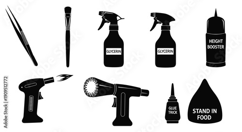 Kitchen Tools and Sauce Bottle Icon Set Vector