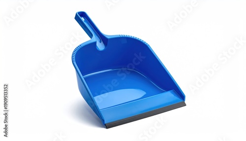 Blue Plastic Dustpan for Cleaning on White Background.