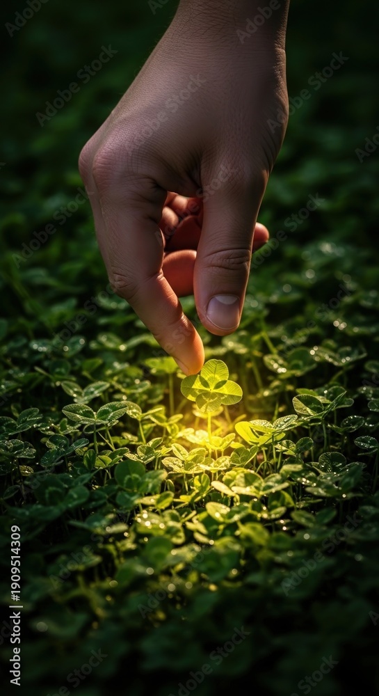 Fototapeta premium Finding a four-leaf clover
