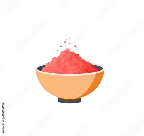 Wallpaper Mural A cartoon-style depiction of a bowl overflowing with red, granular food or substance Torontodigital.ca