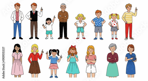 Diverse group of people standing together, celebrating unity and diversity in a vector illustration.