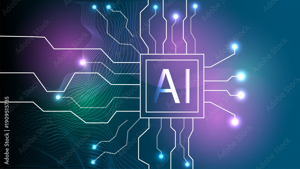 Fototapeta premium AI Processor Chip Icon Representing Artificial Intelligence Technology Concept