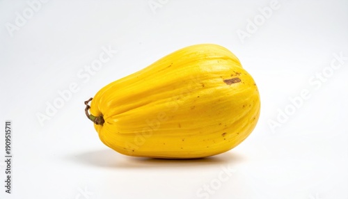 Bright Yellow Etrog Citrus Fruit on White Background.