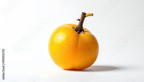 Bright Yellow Loquat Fruit on White Background, Studio Shot.
