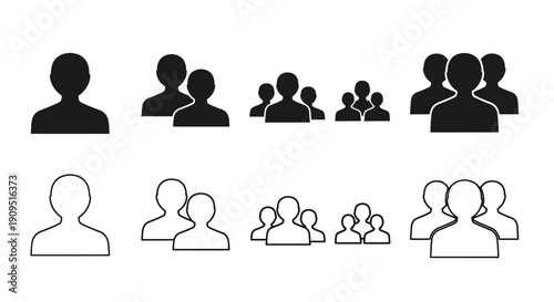 Collection of people icons in various configurations and styles displayed together