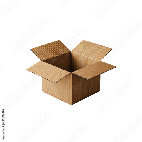 Wallpaper Mural A simple, open, empty cardboard box on a stark black background, prepared for use Torontodigital.ca