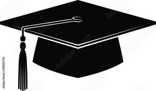 Graduation cap silhouette with tassel representing academic achievement and higher education