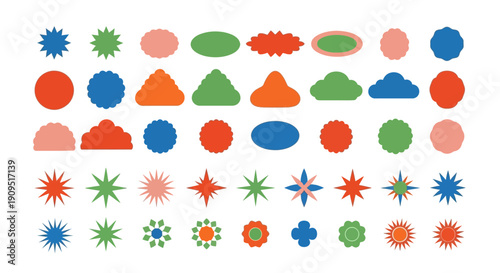 Collection of abstract colorful shapes and icons in various forms displayed on a clean background, file reference 'orignall eps (202).eps'