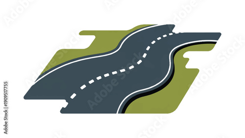 A stylized illustration of a winding two-lane road with white dashed center lines (2)_traced