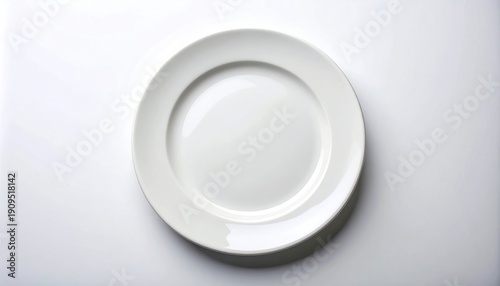 Clean White Plate on a White Background, Minimalist Style.