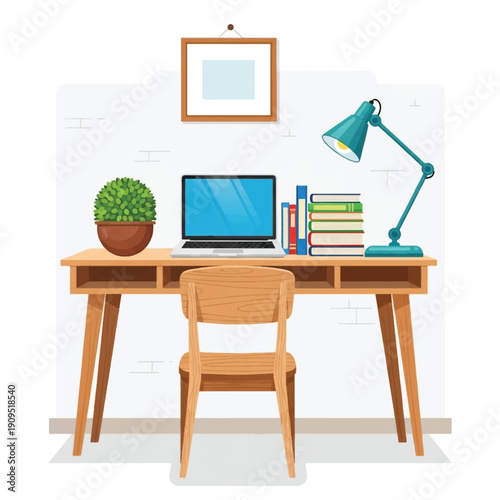 Wooden chair at a desk table.