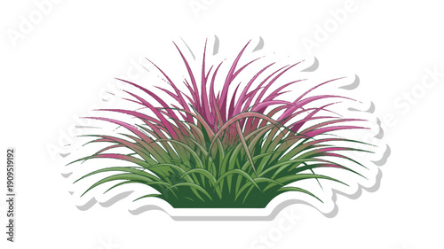 A stylized illustration of ornamental grass with vibrant magenta and green blades (4)_traced