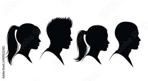 Diverse Silhouettes of Male and Female Profiles.