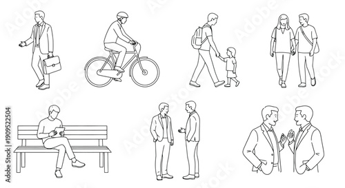 Collection of diverse people in various everyday activities and interactions.