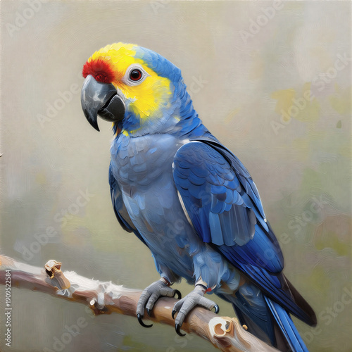 macaw parrot, a large bird with blue feathers, graphics .artificial intelligence generator, AI, neural network image. background for the design
