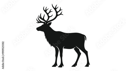 Majestic reindeer with large antlers standing in a natural setting. isolated on white background, Vector