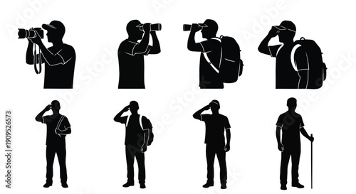 Silhouette Collection of People Engaged in Outdoor Activities.