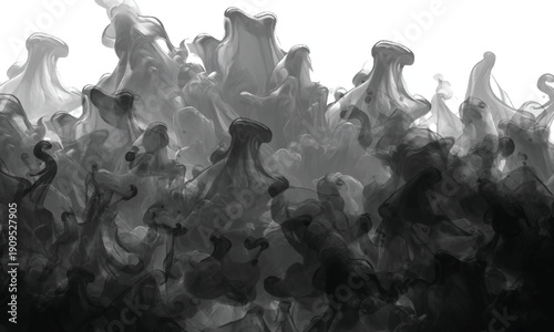 Abstract vapor swirls drifting through a shadowed atmospheric space