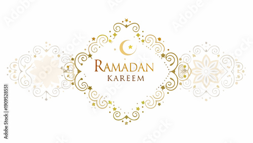 Elegant Ramadan Kareem greeting with golden ornaments