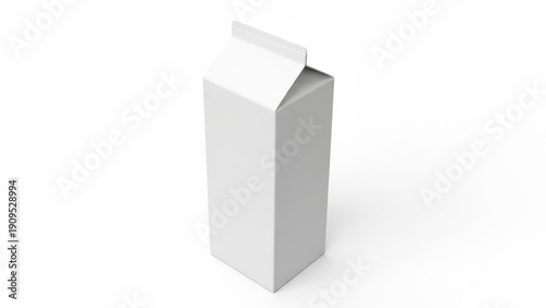 Blank White Milk Carton or Beverage Container on White Background packaging