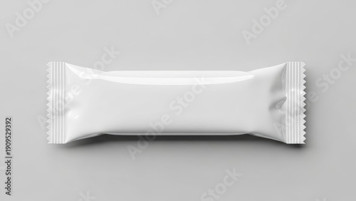 Blank White Snack Bar Wrapper on a Light Gray Background packaging food