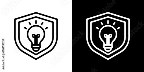 Idea Protection Icon Set Vector Collection Isolated In Black And White