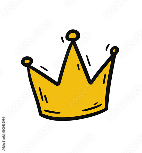 Cartoon-style gold crown with black outline and background