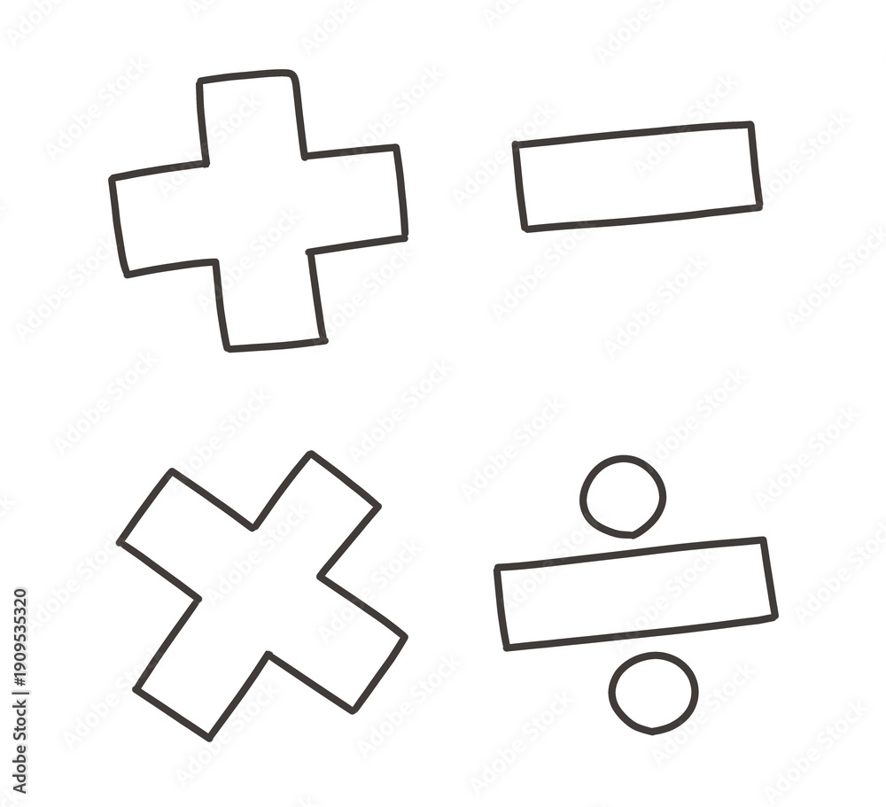 Fototapeta premium + × ÷ − のシンプルな記号