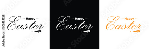 Happy easter letter hand written calligraphy. happy easter typography on isolated background. . Vector illustration. . EPS 10 .