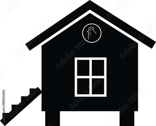 Chicken coop icon. Hen house sign. flat style.