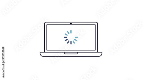 Laptop computer icon showing a loading or buffering symbol on the screen representing slow internet or software processing.