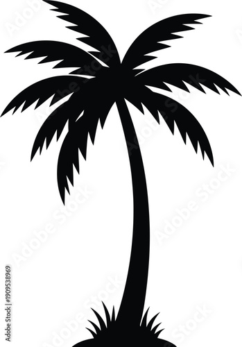Palm Tree Silhouette Vector Isolated on White Background
