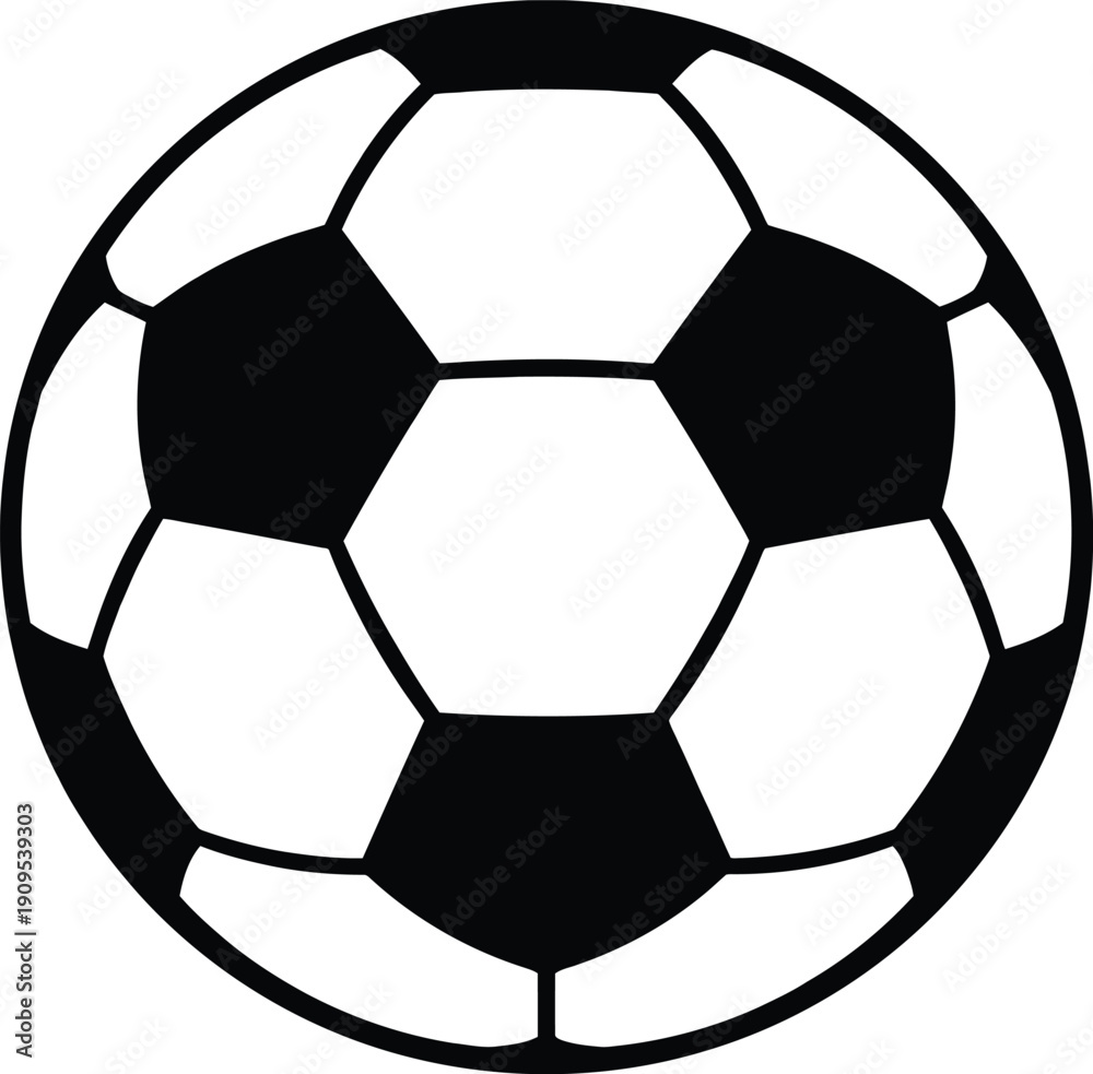 Obraz premium Football Soccer Ball Silhouette Vector Isolated on White Background