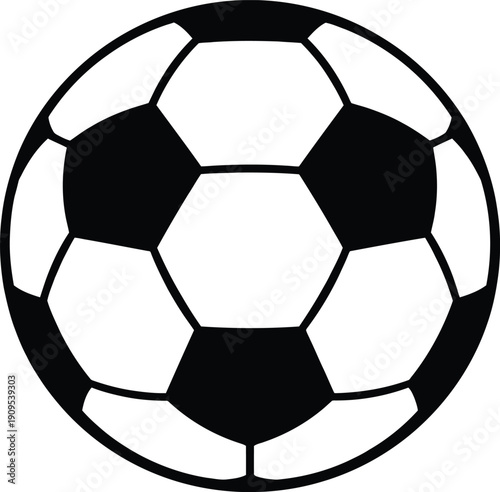 Football Soccer Ball Silhouette Vector Isolated on White Background