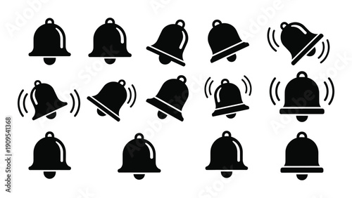 A collection of various bell icons with different designs and styles. isolated on white background, Vector