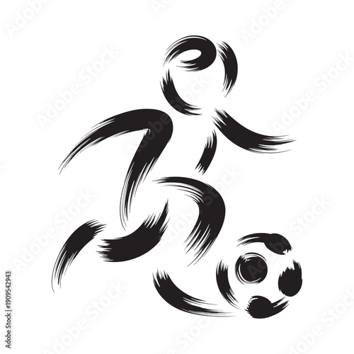 Wallpaper Mural Abstract black and white illustration of a soccer player kicking a ball Torontodigital.ca