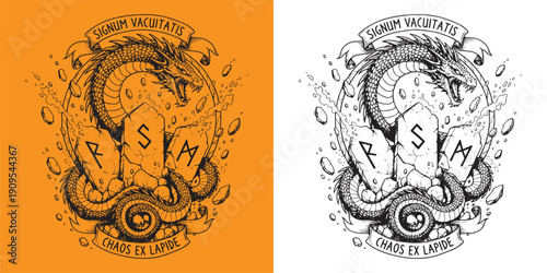 Ancient Dragon Signum Vacuitatis Chaos Ex Lapide Runestone Emblem